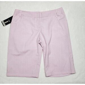 Adidas Plaid Bermuda Golf Shorts Size 6 NWT Tea Rose Pink Preppy Golfcore